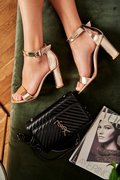 Classic Leather Stiletto Sandals Laura Messi 1760 Gold