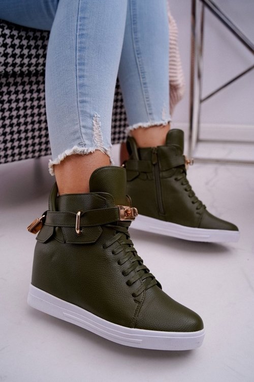 Women's Sneakers On Anchor Gold Padlock Olive Tersey