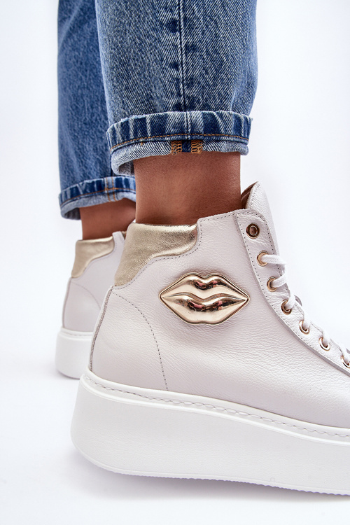 Women's High-Top Zipper Sneakers Lemar White Katerin 
