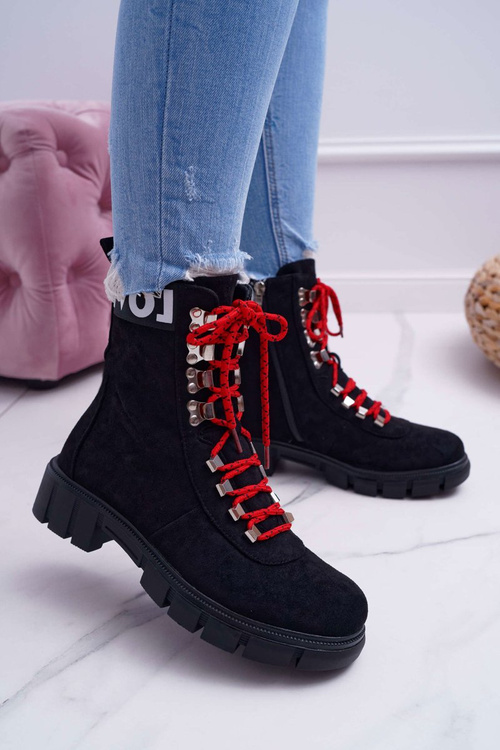 Women's Trapper Boots Schwarzes Wildleder Panther