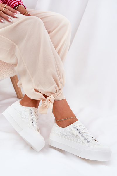 Adidași Dama Cu Dantelă Big Star RR274747 Albi