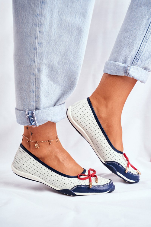 Erdola Ballerinas aus rotem und weißem Leder